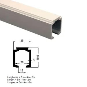 Kit per porta scorrevole binario 120 kg + carrelli PETTITI da 3 mt 10879+10880 3 mt Uitverkoop